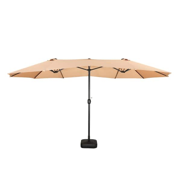 TOP HOME SPACE 15 ft. x 9 ft. Steel Market Double-sided Patio Umbrella ...