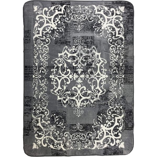 Blanket Series Scroll Gray 4 ft. x 6 ft. Contemporary Rectangular Area Rug