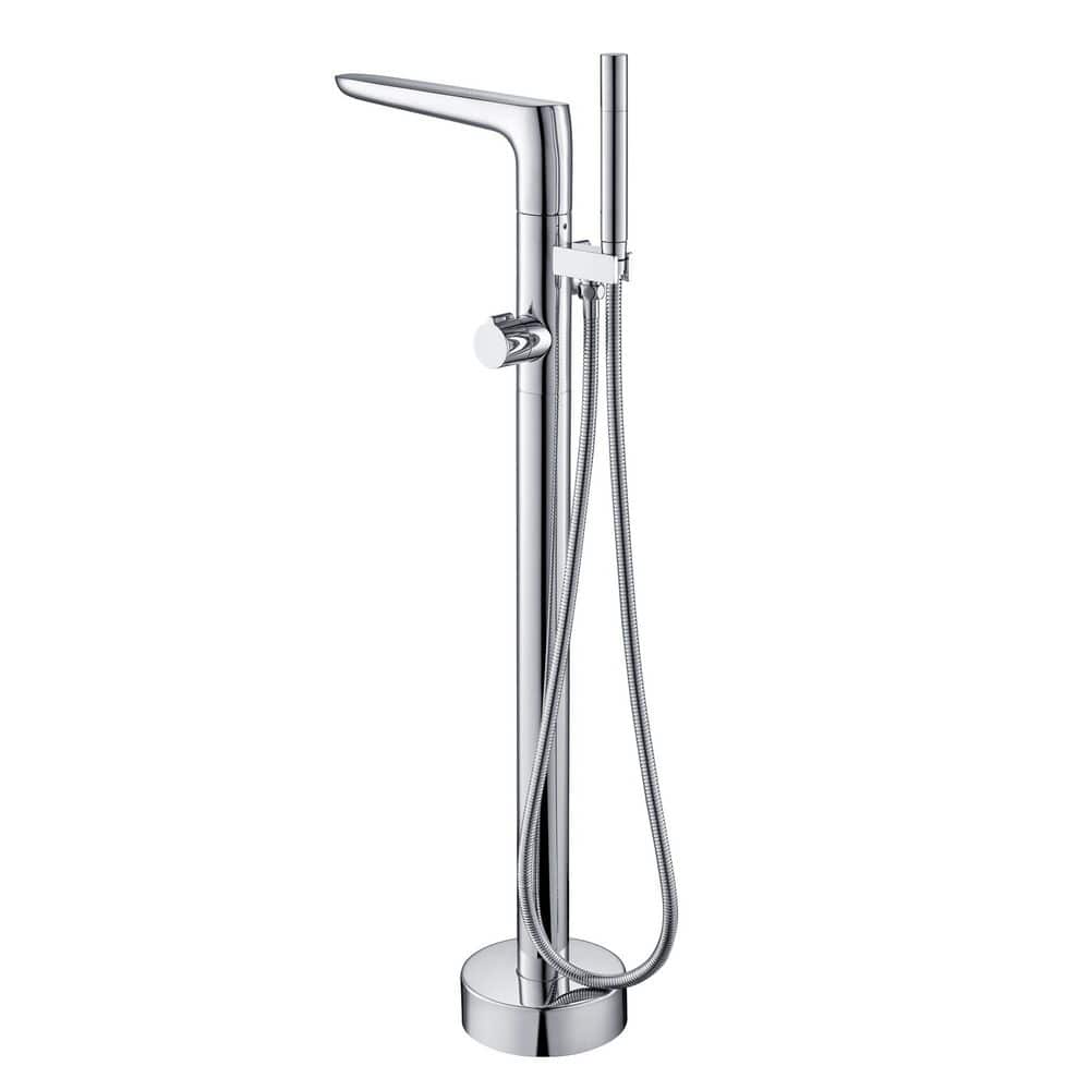Contemporary Single-Handle Freestanding Floor Mount Claw Foot Tub Faucet with Hand Shower in Chrome price history on PriceWatchPro