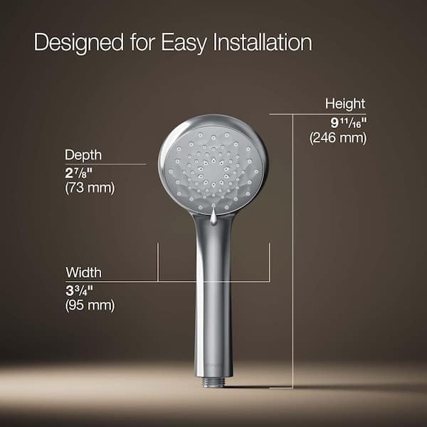 KOHLER Awaken B90 3-Spray Wall Mount Handheld Shower Head with 2.5 GPM in Polished Chrome