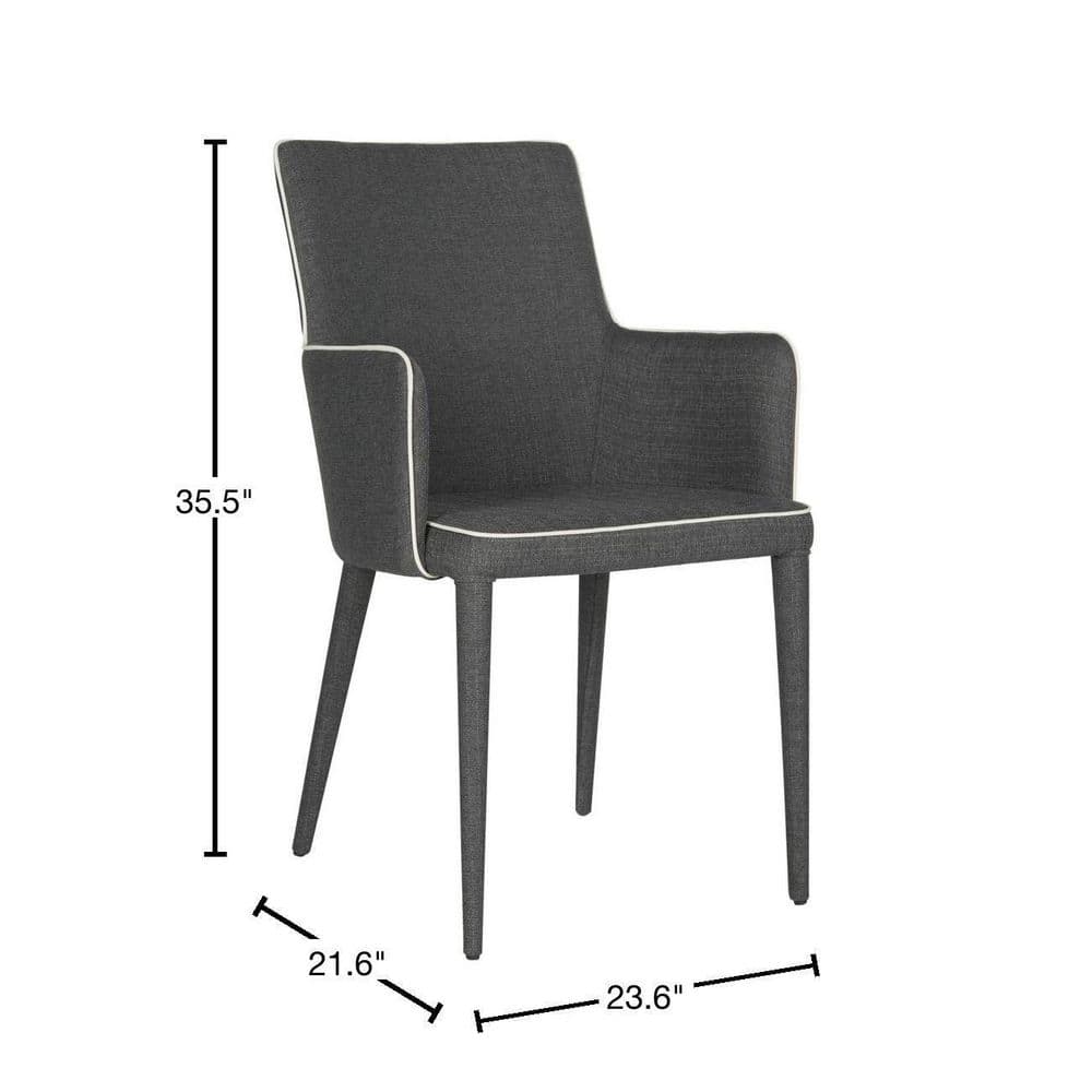 Transitional Faux Leather Arm Chair in Beige and Gray