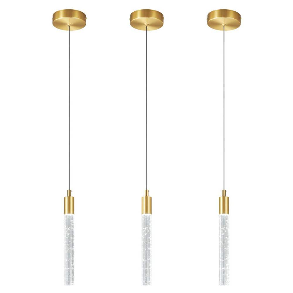 Home Lighting 6-Watt 1-Light Gold Modern Dimmable Integrated LED Mini Crystal Pendant Light For Ktichen Bedroom, 3Pack price history on PriceWatchPro