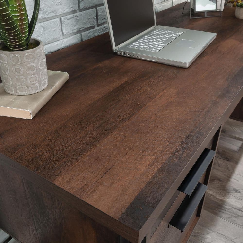 Barrel Oak Executive Desk with Drawers and Keyboard Tray