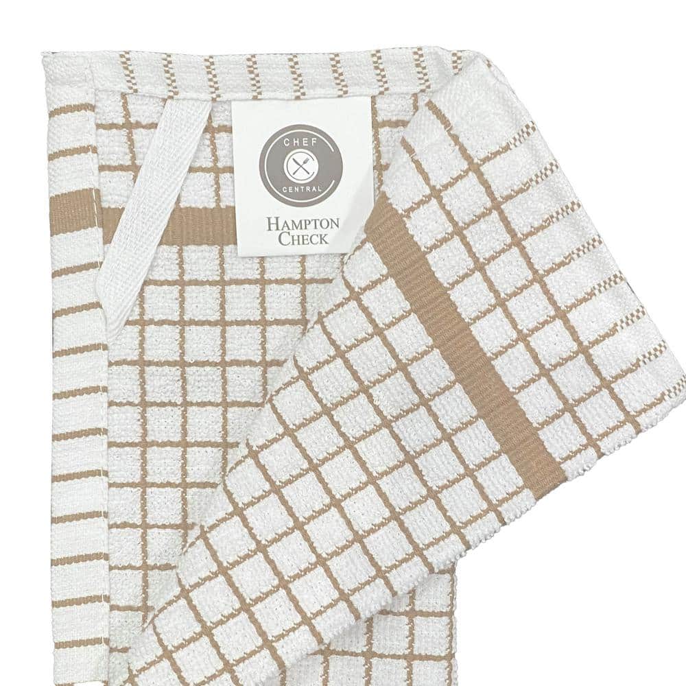 Hampton Beige Check Cotton Dishcloth Set, 16-Piece