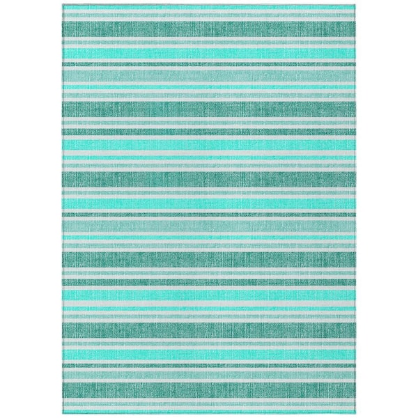 Chantille ACN531 Turquoise 5 ft. x 7 ft. 6 in. Machine Washable Indoor/Outdoor Geometric Area Rug
