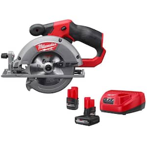 M12 FUEL 12V Lithium-Ion 5-3/8 in. Cordless Circular Saw with High Output 5.0 Ah and 2.5 Ah Batteries and Charger