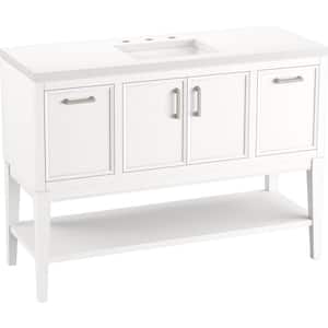 Winnow 48 in. W x 18 in. D x 36 in. H Single Sink Freestanding Bath Vanity in White with Quartz Top