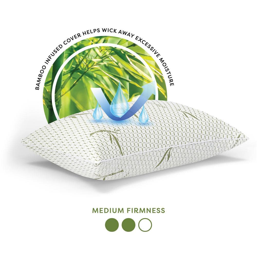 BodiPEDIC Memory Foam Cluster Bed Pillow with Rayon from Bamboo Infused Cover
