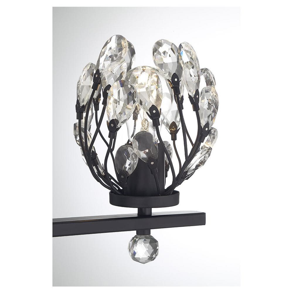 Moreno Matte Black 3-Light Vanity with Clear Crystal Buds