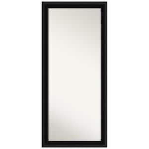 Oversized Satin Black Wood Hooks Classic Classic Mirror (65.5 in. H X 29.5 in. W)
