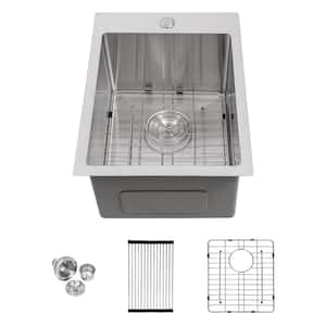 16-Gauge Stainless Steel 20 in. Drop-In Bar Sink Topmount Kitchen Sink Single Bowl in Brushed Nickel