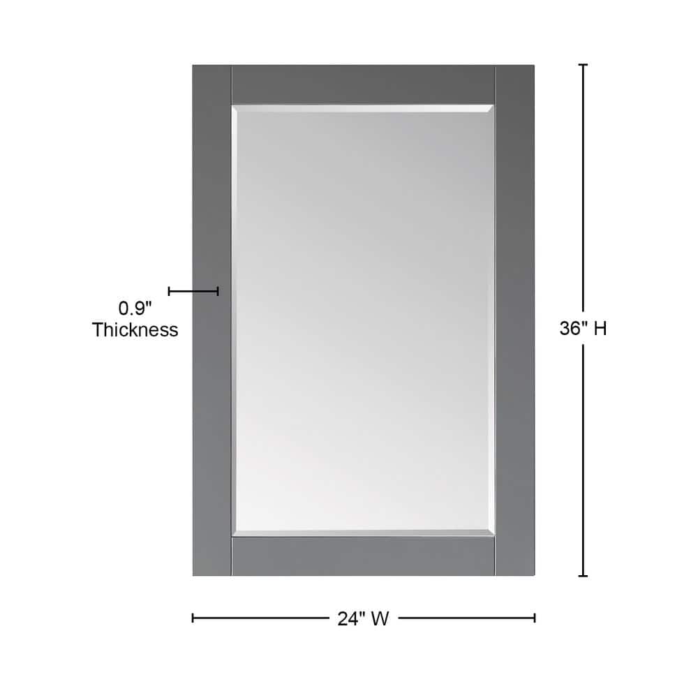 Ivy 24" Gray Wood Rectangular Bathroom Wall Mirror