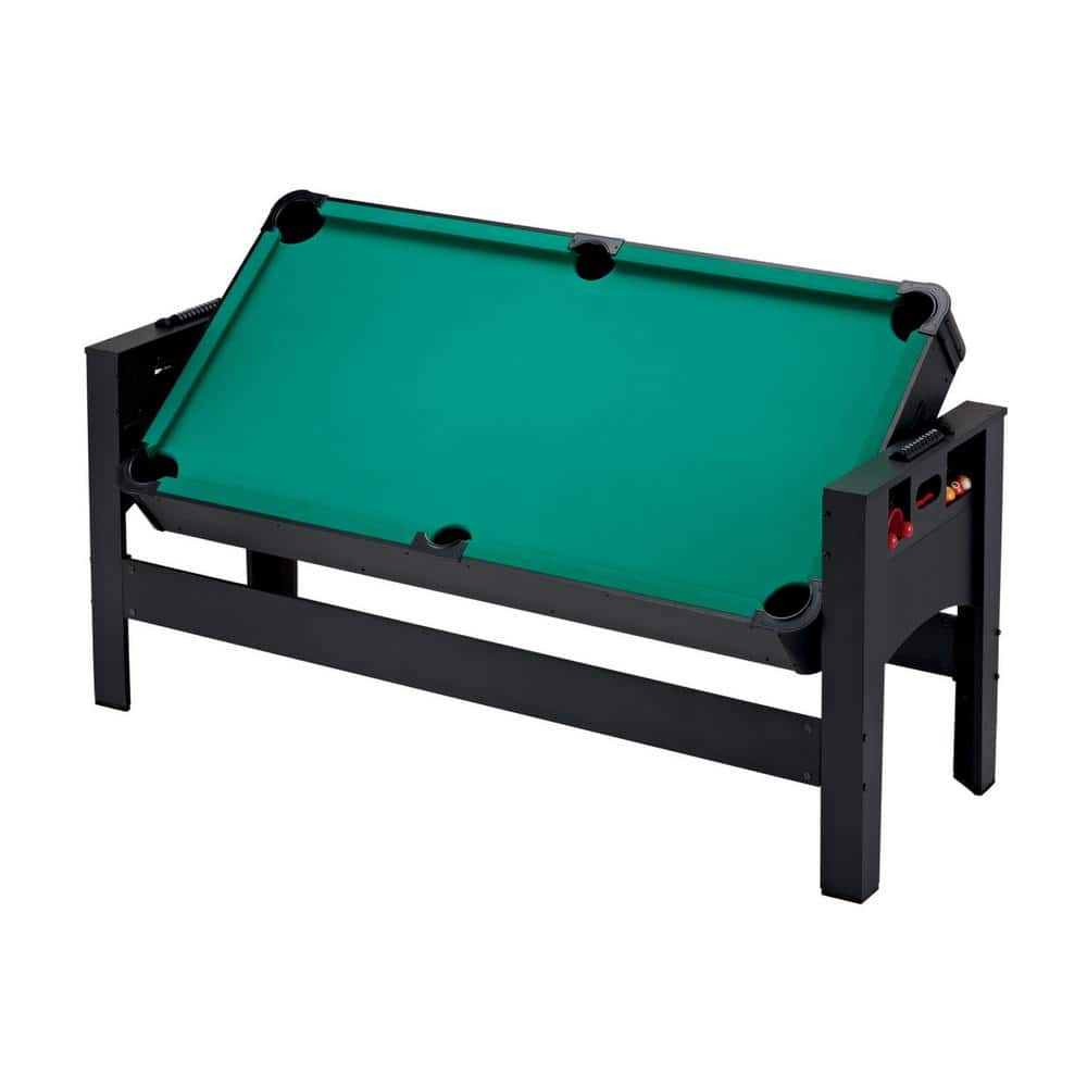 6' Black Multi-Game Table with Pool, Air Hockey, and Table Tennis