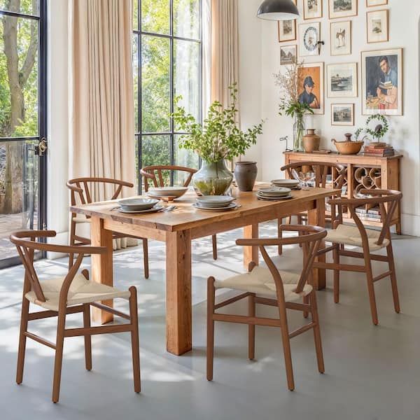 OrangeOne Gagner 20 in. Brown Wishbone Dining Chair Solid Wood