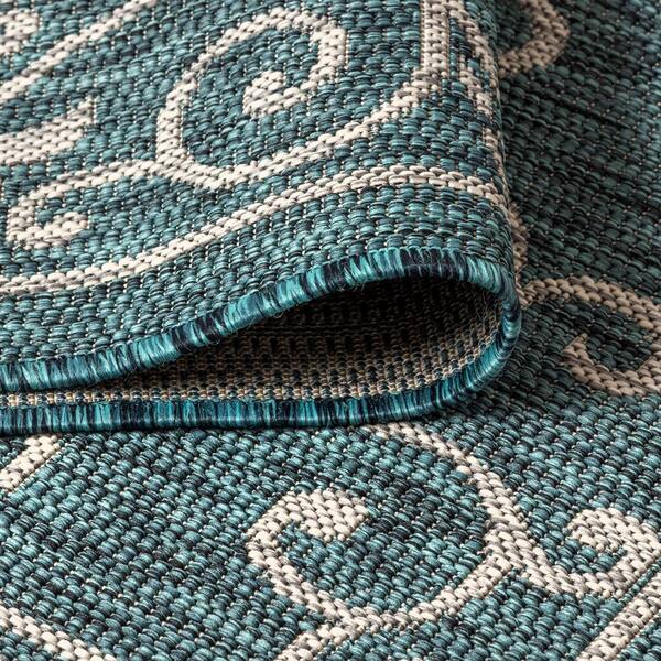 JONATHAN Y Charleston Vintage Filigree Textured Weave Teal JONATHAN Y Charleston Vintage Filigree Textured Weave Teal
