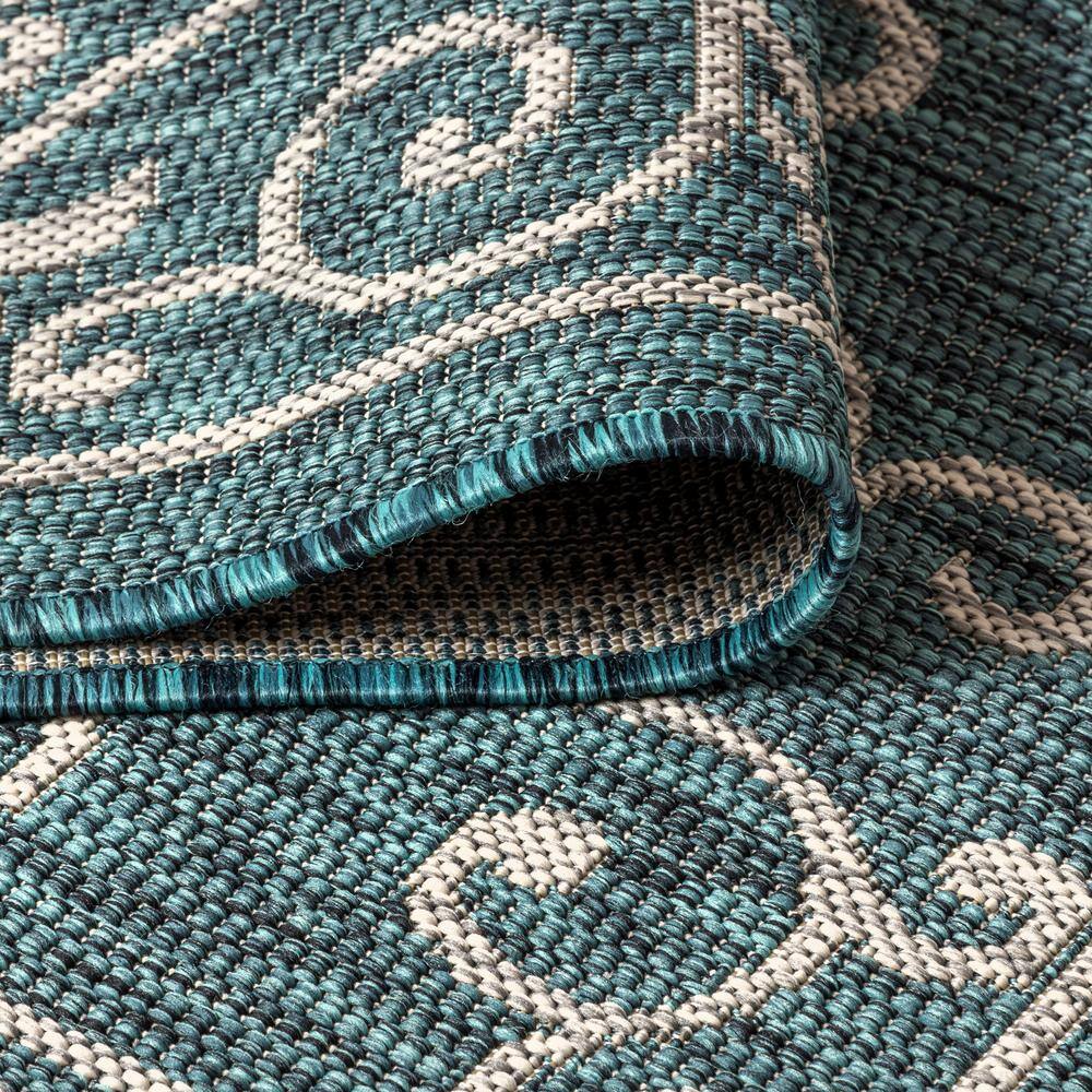 Teal & Gray Vintage Boho-Chic Filigree 9'x12' Indoor/Outdoor Rug