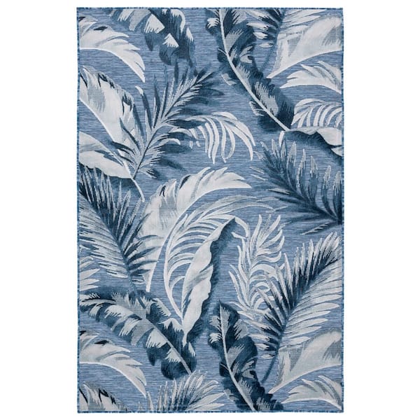 Cabana Black/Gray 4 ft. x 6 ft. High-Low Leaf Indoor/Outdoor Area Rug