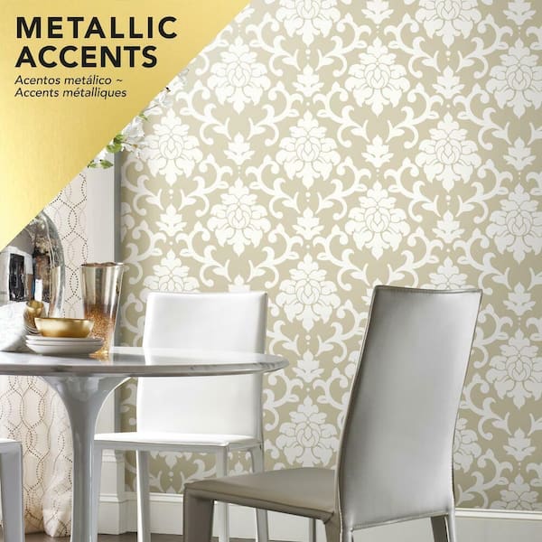 RoomMates Gold Leaf Peel and Stick Wallpaper Silver