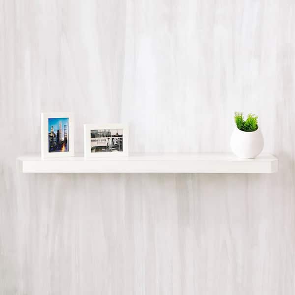 Way Basics Uniq 35.4 in. W x 1.6 in. D Pearl White zBoard  Floating Wall Shelf and Decorative Shelf