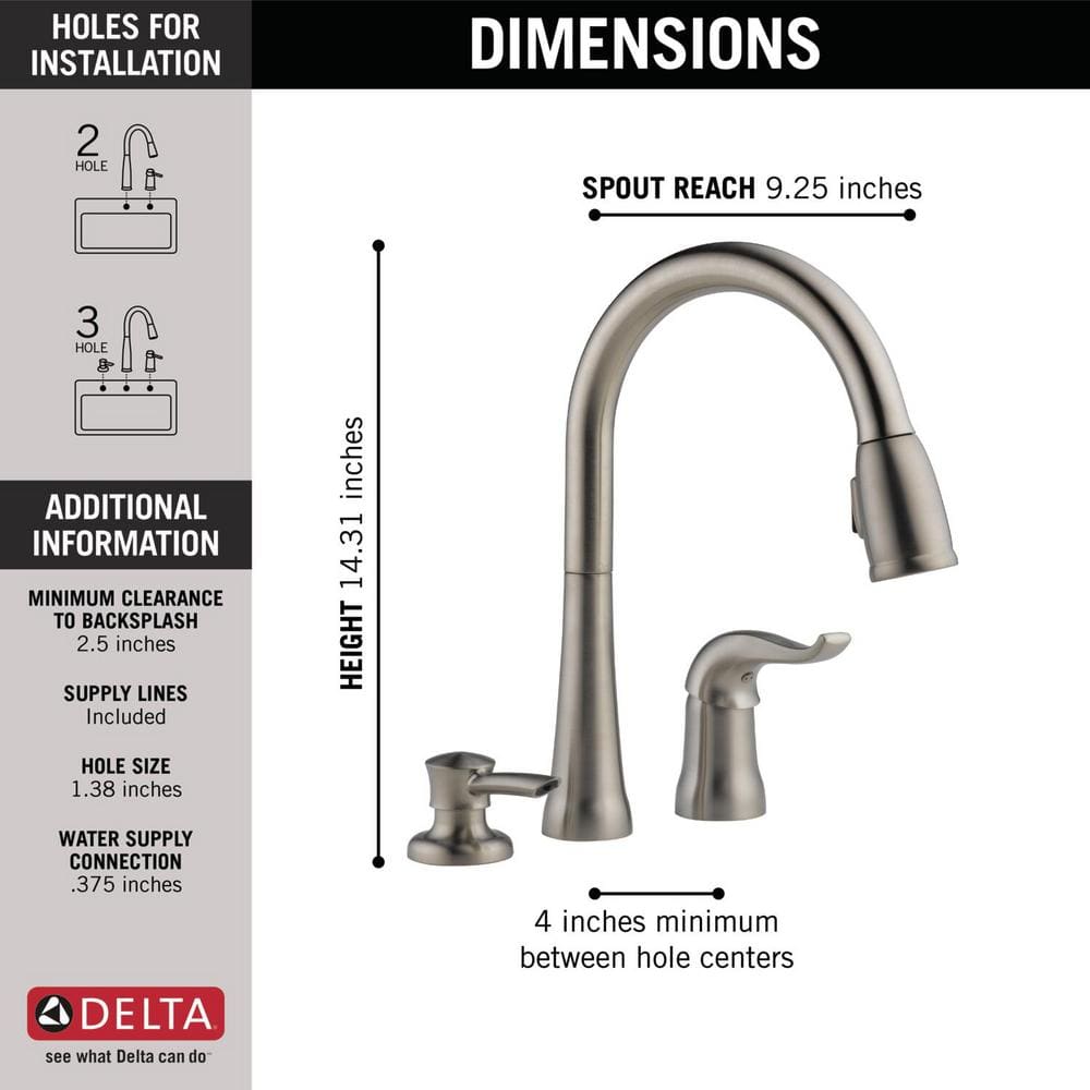 Stainless Steel Pull-Down Kitchen Faucet with Soap Dispenser