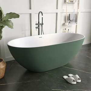 Eaton 65 in. x 30 in. Stone Resin Solid Surface Matte Flatbottom Freestanding Soaking Bathtub in Green
