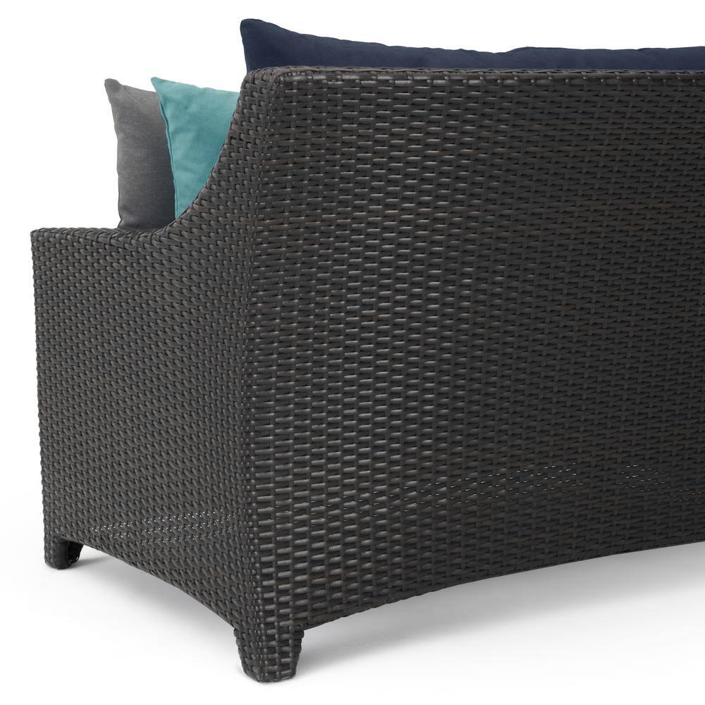 8-Piece Blue Aluminum Outdoor Sofa and Club Chair Set