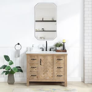 Javier 42 in. W x 22 in. D x 33.9 in. H Single Sink Bath Vanity in Antique Brown with White Grain Composite Stone Top