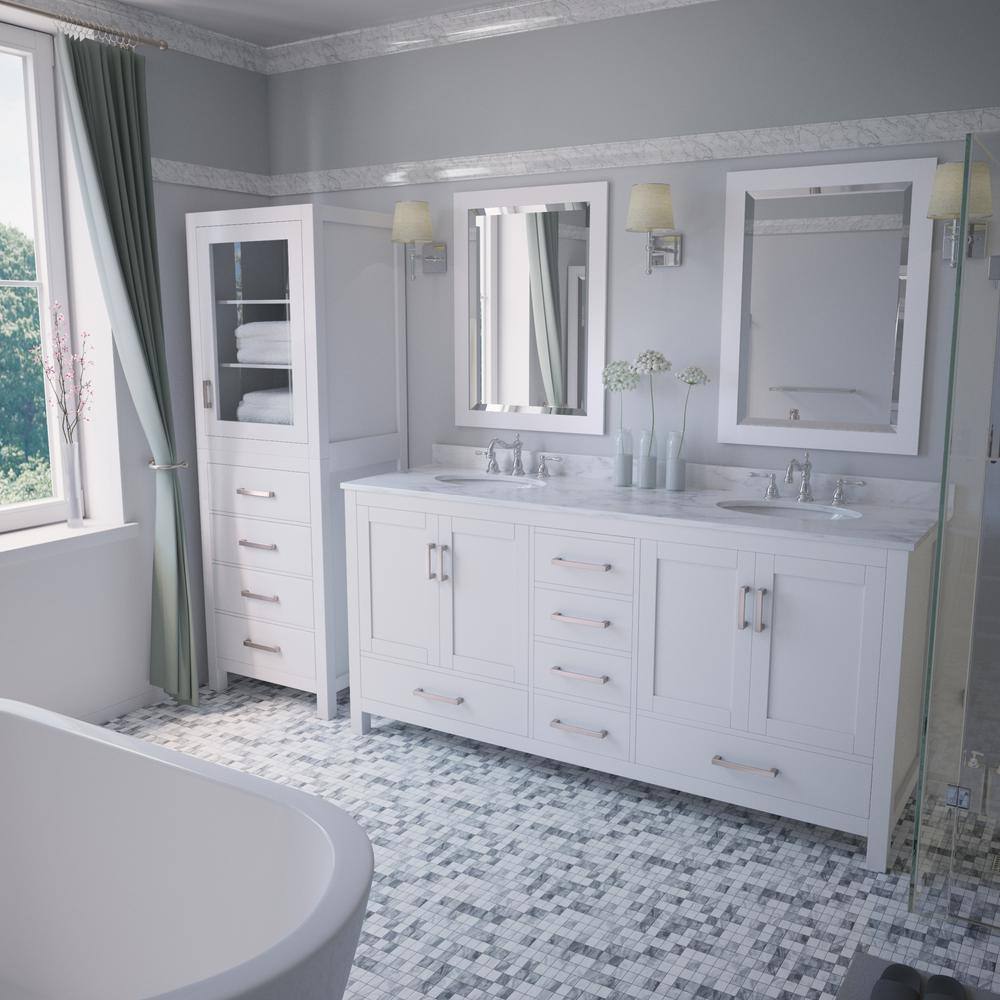 White Wood Freestanding Double Bathroom Vanity Base