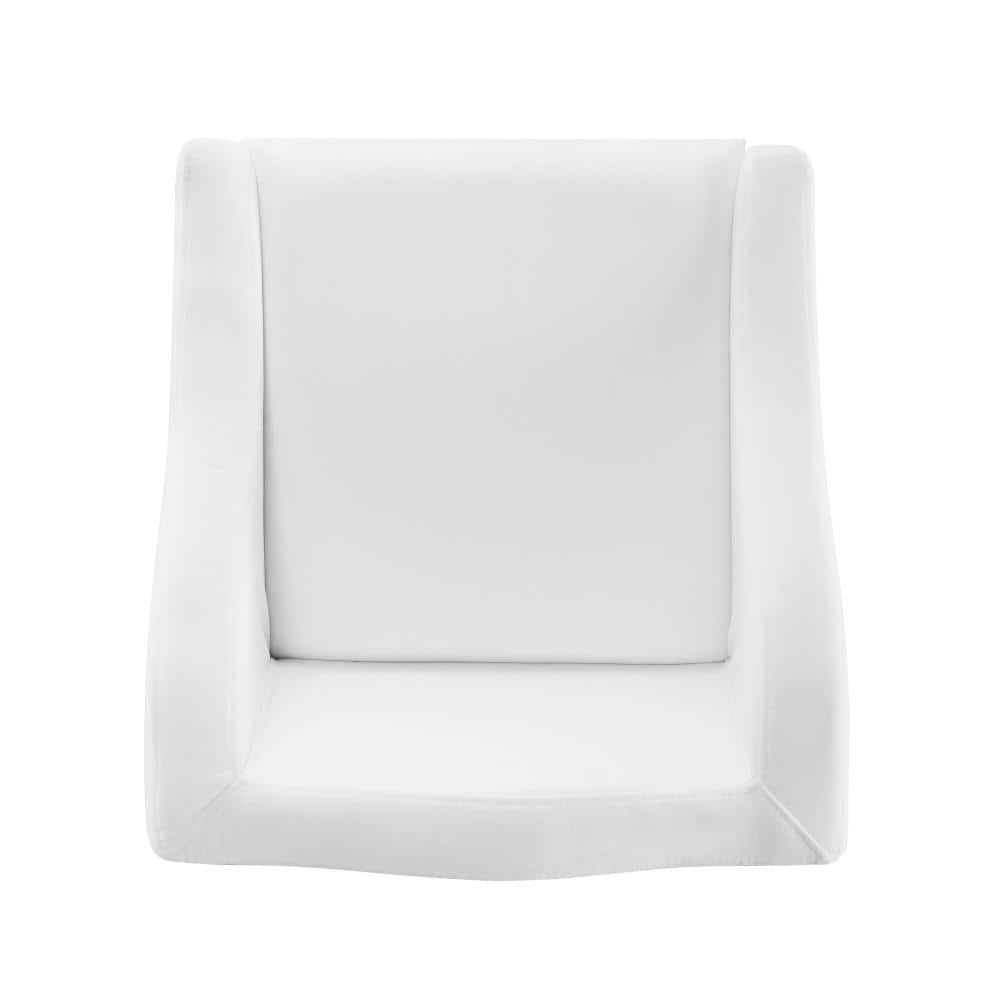 Silver Swivel Metal Counter Stool with White Performance Fabric
