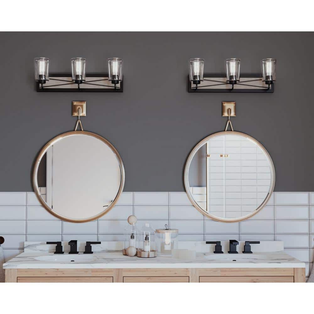 Briarwood 3-Light Graphite and Clear Glass Bath Vanity Fixture
