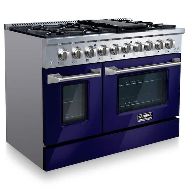 https://images.thdstatic.com/productImages/37dc8595-be37-4620-a9f5-06cb2a72663c/svn/blue-gloss-janska-double-oven-gas-ranges-gr-670-blp-e1_600.jpg