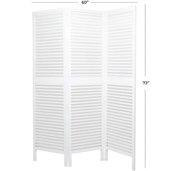 6 ft. White 3 Panel Hinged Foldable Partition Room Divider Screen with Horizontal Slats