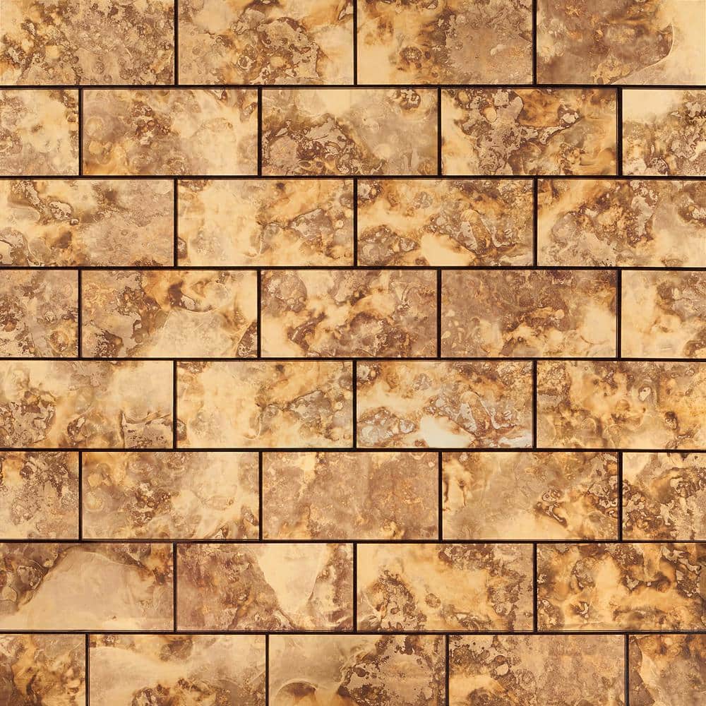 Lana Antique Gold 3" x 6" Glass Subway Tile