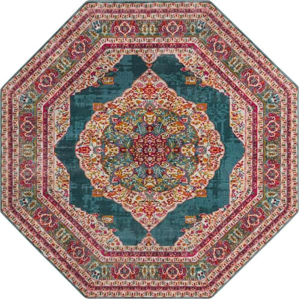 Unique Loom Baracoa Regla Turquoise 8' 2 x 8' 2 Area Rug
