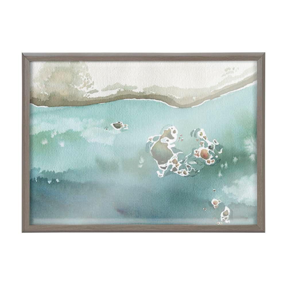 Rocky Shores Coastal Glass Print with Gray Frame, 18x24