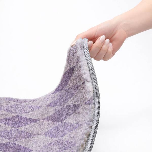 Dream Shag Premium Machine Washable Abstract ADS561 Purple 2 ft. x 7 ft. Runner Rug