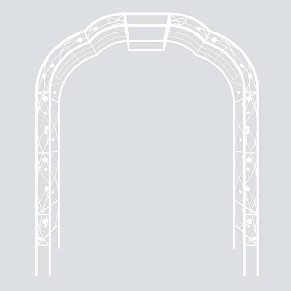 74.4 in. x 98.5 in. White Metal Garden Arch Arbor Trellis
