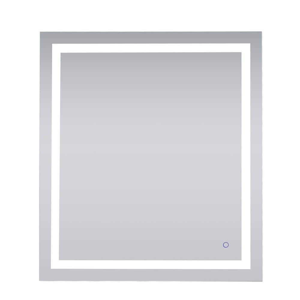 Timeless Home 36 in. W x 40 in. H Rectangle Frameless Silver LED Mirror