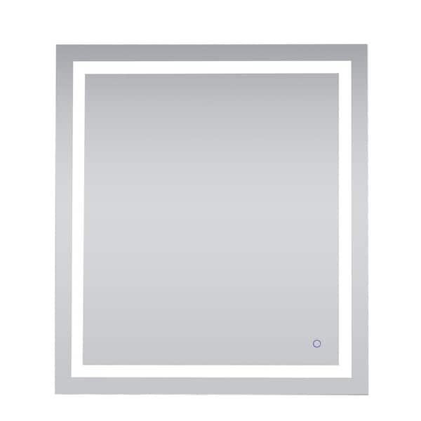 Unbranded Timeless Home 36 in. W x 40 in. H Rectangle Frameless Silver LED Mirror