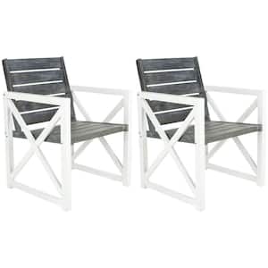 Irina White/Ash Grey Acacia Wood Outdoor Lounge Chair (2-Pack)
