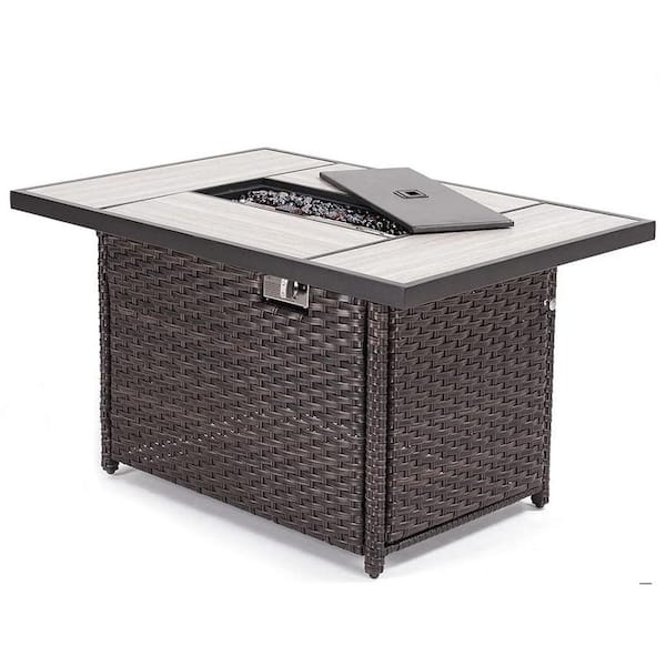 43 in. 50,000 BTU Propane Outdoor Fire Pit Table with Cover/Lid for Patio, Rectangle