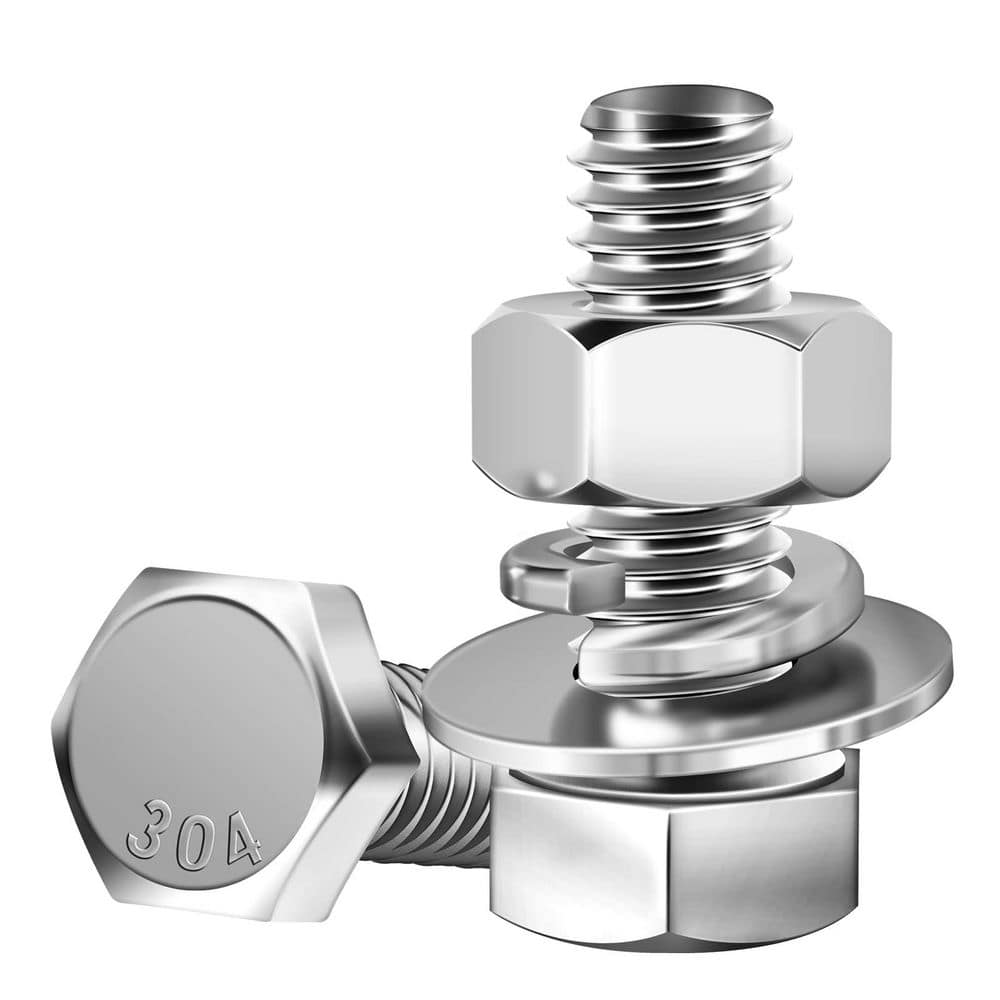 MYWISH 3/8 in.-16 x 1 in. Stainless Steel Uncoated Hex Bolt with