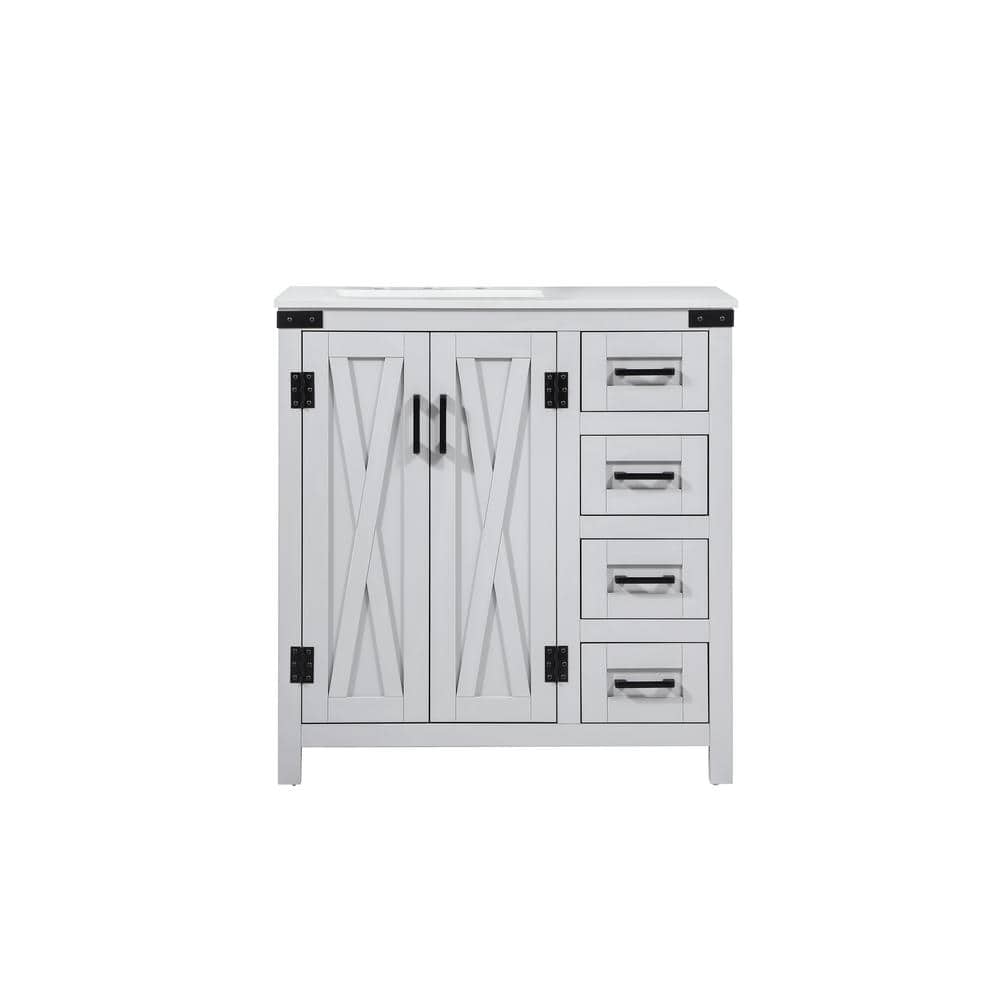Timeless Home 19 in. W x 32 in. D x 34 in. H Bath Vanity in Grey with Ivory