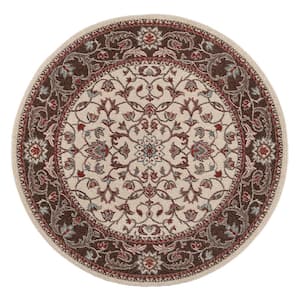 Chester Flora Ivory 5 ft. Round Area Rug