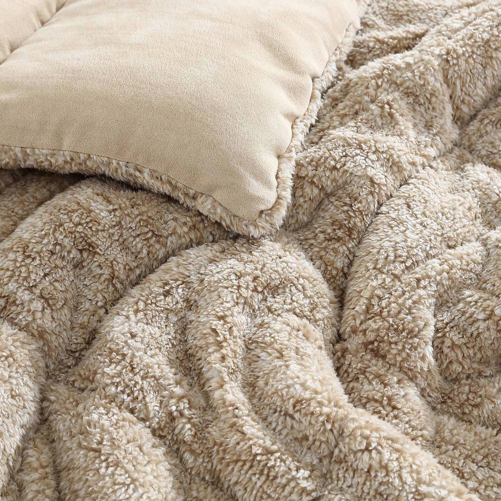 Full Reversible Brown Microfiber Comforter and Sham Set