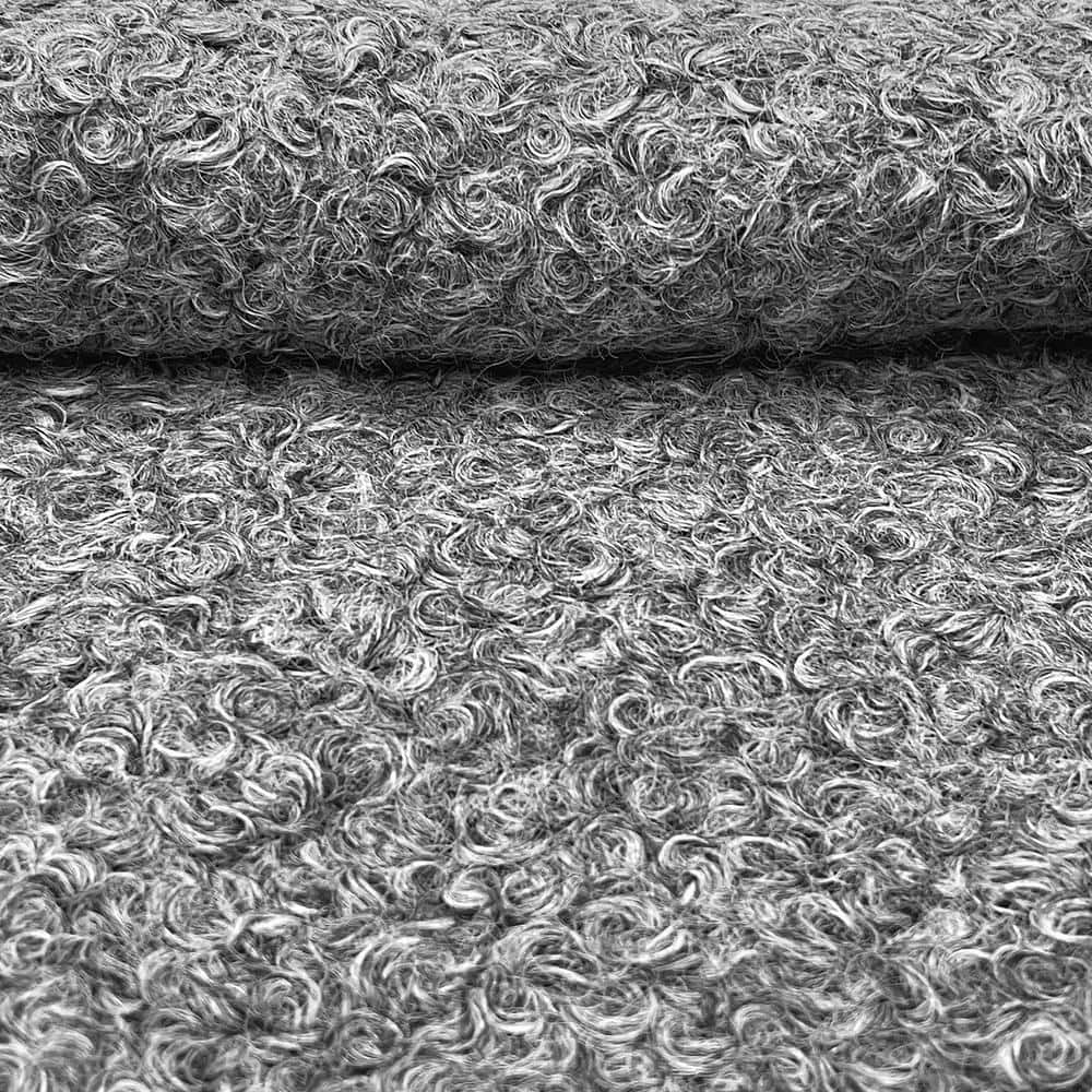 Thimble-Shaped Gray Sherpa Fabric Round Ottoman