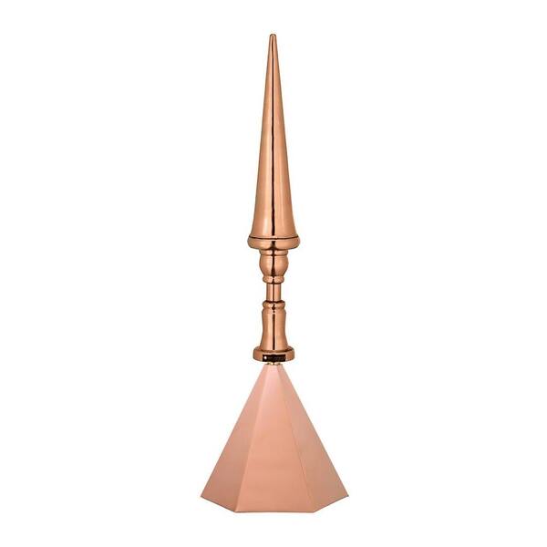 Good Directions 24 in. Castle Smithsonian Finial with Hexagon Finial Cap in Polished Copper