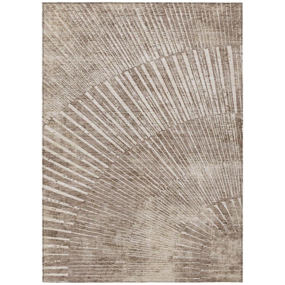 Taupe and Ivory 5 ft. x 8 ft. Woven Abstract Rectangle Indoor/Outdoor Area Rug price history on PriceWatchPro