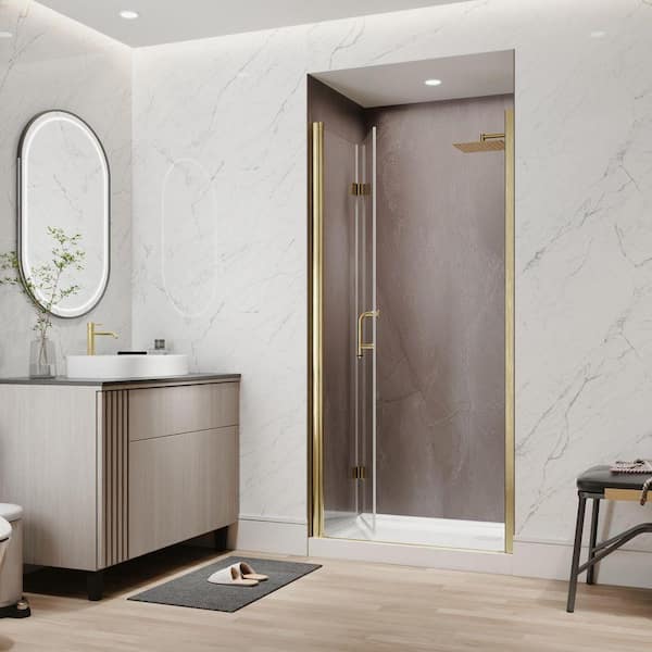 EAKYHOM 36 to 38 in. W x 72 in. H Bi-Fold Frameless Shower Door in