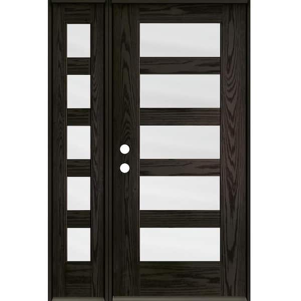 Krosswood Doors ASCEND Modern 50 in. x 80 in. 5-Lite Right-Hand/Inswing Satin Glass Baby Grand Stain Fiberglass Prehung Front Door/LSL